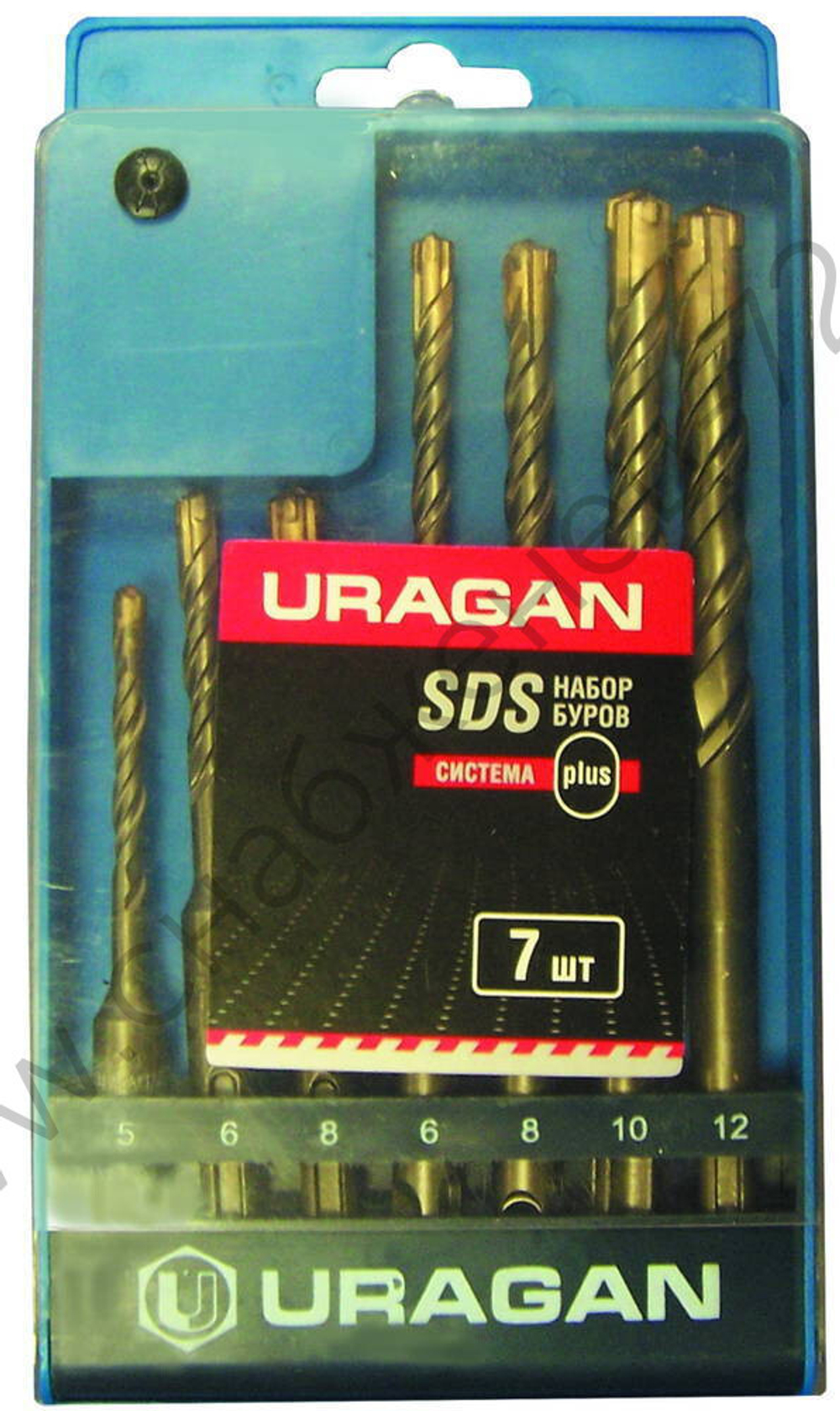 URAGAN 7 шт: 5 x 110, 6 x 110, 8 x 110, 6 x 160, 8 x 160, 10 x 160, 12 x 160 мм, Набор SDS-plus буров (901-25554-H7)