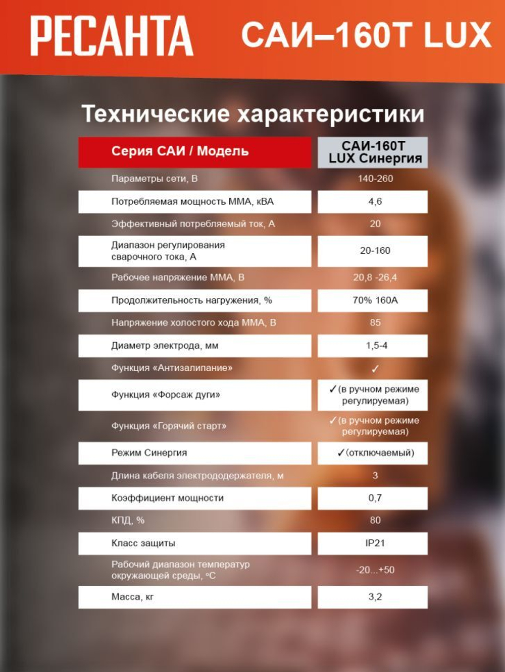 Сварочный аппарат Ресанта САИ-160Т LUX 65/69