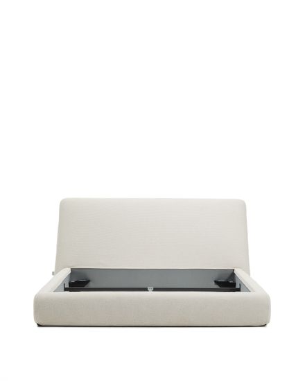 Кровать Martina со съемным чехлом из шенилла цвета экрю 160 x 200