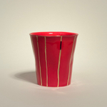 Стакан бамажный красный с полосками, золото, 220мл