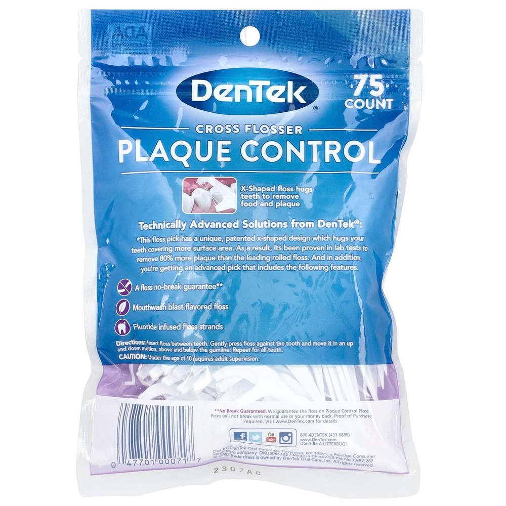 DenTek, Multi-Flosser, средство для контроля зубного налета, ополаскиватель для рта, 75 шт.