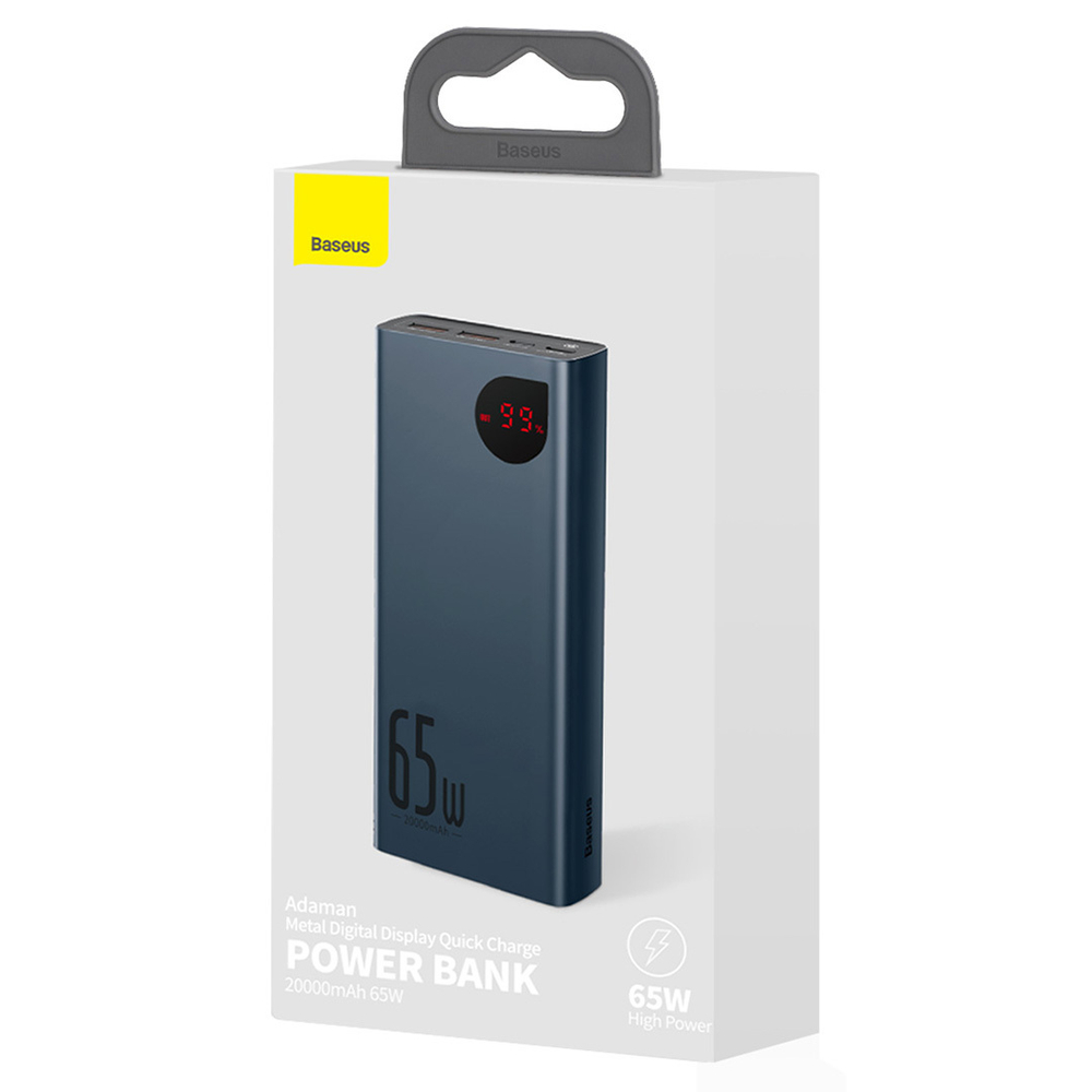 Внешний аккумулятор Baseus Adaman Metal Digital Display Quick Charge Power Bank 20000mAh 65W - Blue
