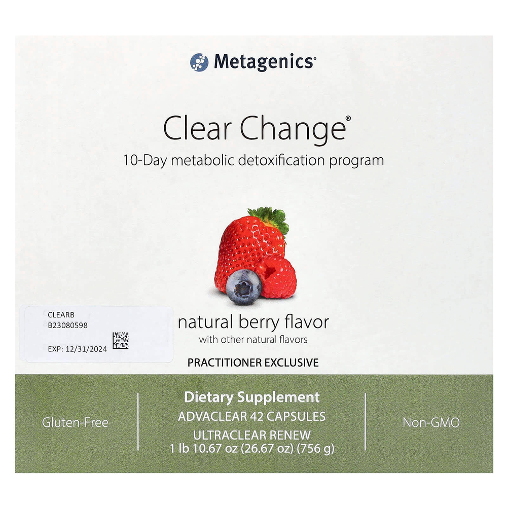 Metagenics, Clear Change, 10-дневная программа метаболической детоксикации, натуральные ягоды, набор из 3 предметов