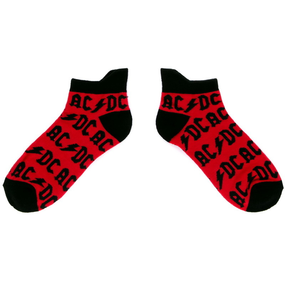 Носки AC/DC надписи ( красные, короткие )