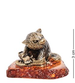 AM-2224 Фигурка «Кот Любимая работа» (латунь, янтарь)