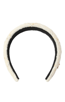 Твидовый ободок белый с золотыми вставкамии