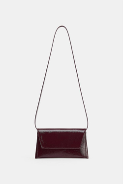 ZARA СУМКА ИЗ ЛАКИРОВАННОЙ ИСКУССТВЕННОЙ КОЖИ, БОРДОВО-КРАСНЫЙ