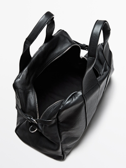 Massimo Dutti Дорожная сумка из кожи наппа, черный