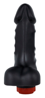 Черный реалистичный вибратор с мошонкой - 16,5 см. (Цвет: черный)