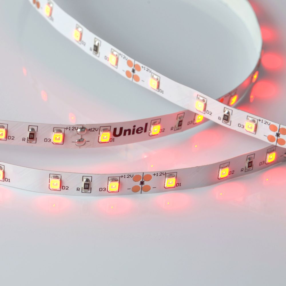 ULS-M11-2835-60LED-m-8mm-IP20-DC12V-4.8W-m-5M-RED PROFI Гибкая светодиодная лента на самоклеящейся основе. Катушка 5м. в герметичной упаковке. Красный свет. ТМ Uniel.