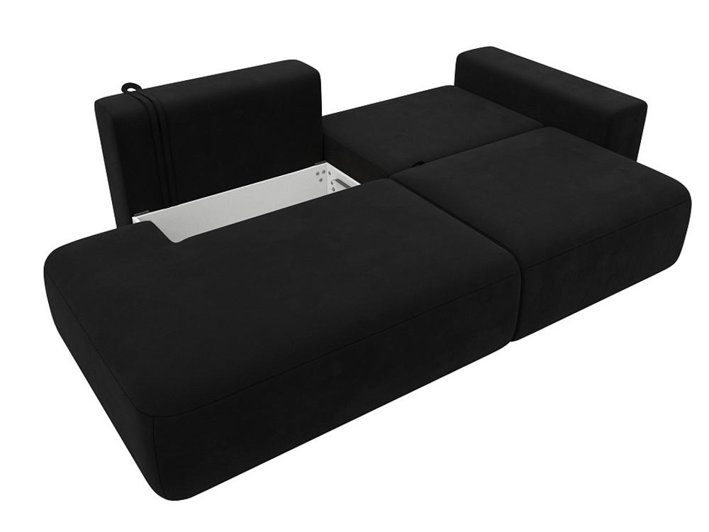 Диван угловой Лига-036 НПБ Модерн правый угол МИКРОВЕЛЬВЕТ Черный