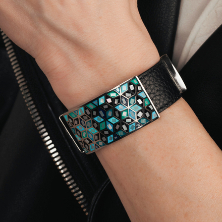 Браслет Fiore Luna на кожаном черном ремешке CB03209-1 S