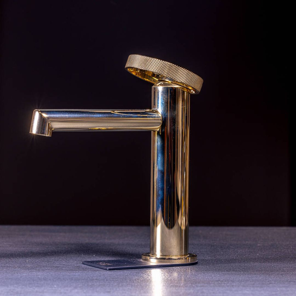 Смеситель для раковины Gessi Anello, низкий, с донным клапаном, цвет Copper Brushed PVD