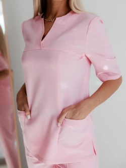 Рубашка медицинская стрейч розовая