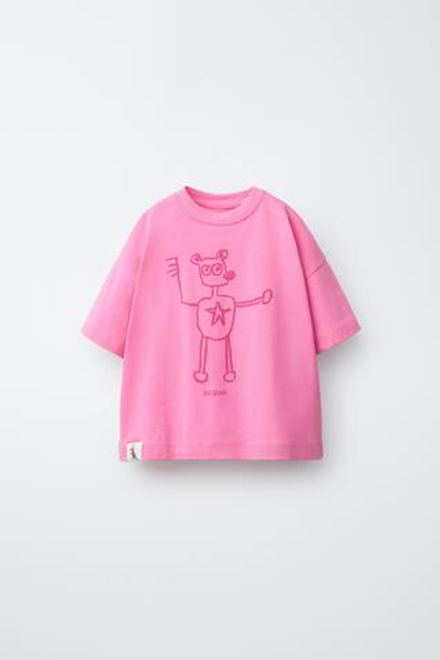 ZARA ФУТБОЛКА BASQUIAT®, РОЗОВЫЙ