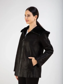 Дубленка натуральная короткая с капюшоном Турция