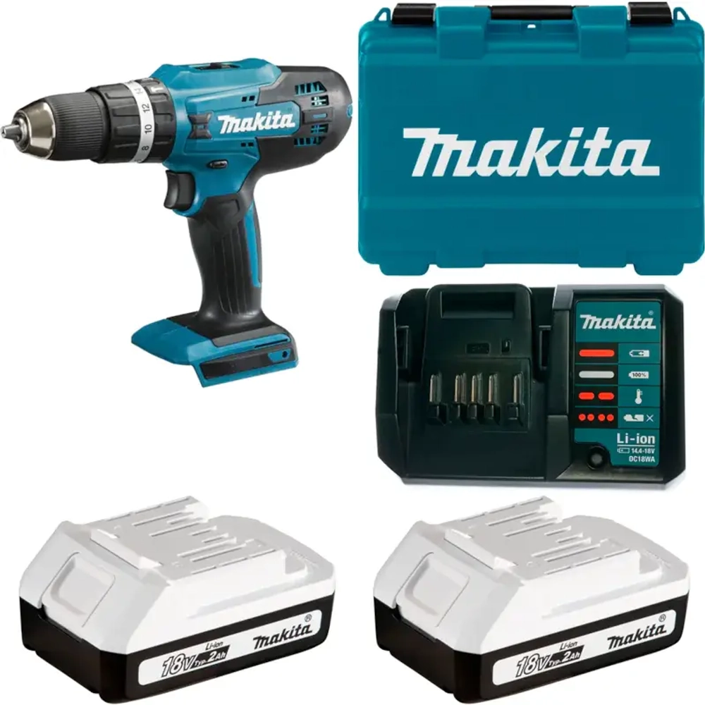 Makita HP488DWAE аккумуляторная дрель-шуруповерт (2 x 2 Ач, ЗУ)