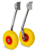 Транцевые колеса перекидные, "Ежики", для лодок с НДНД, бескамерные полиуретановые колеса, оцинкованная сталь