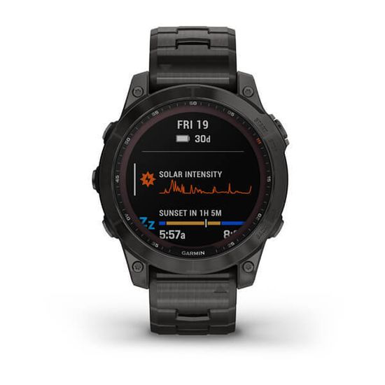 Часы Garmin Fenix 7 Sapphire Solar, темносерый титан с титановым браслетом 010-02540-39