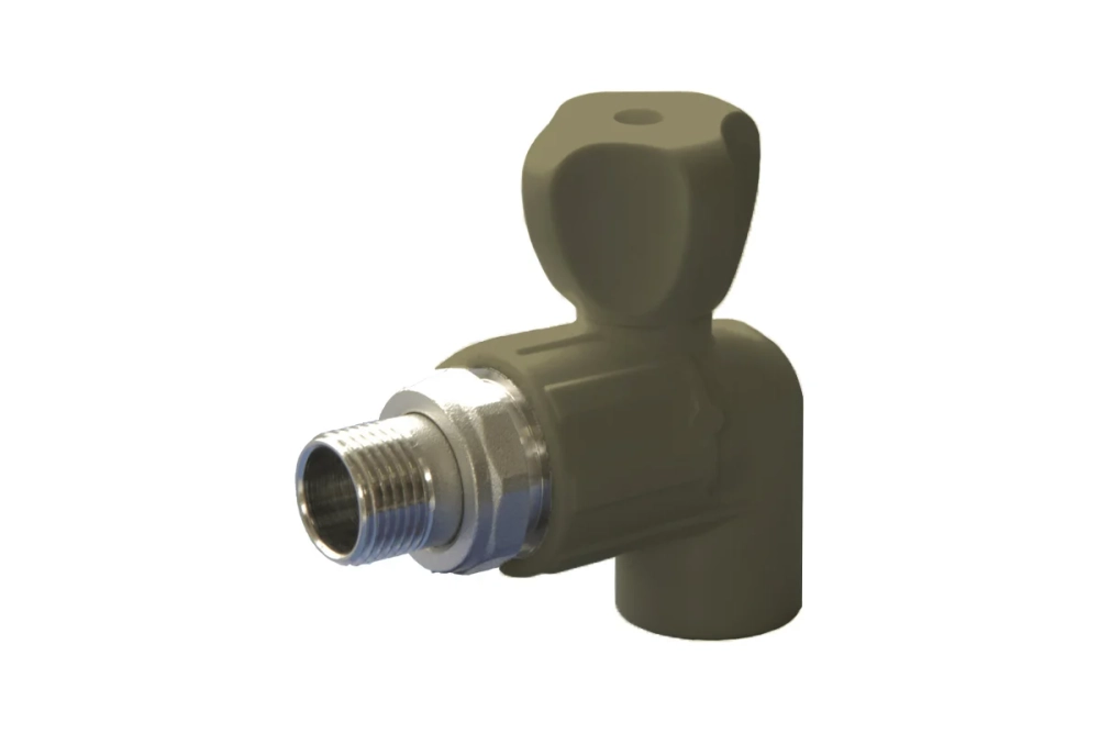 Радиаторный кран Политэк 20x1/2 угловой PPRC, серый