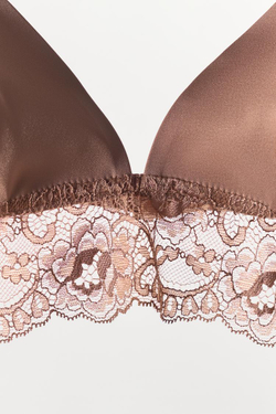 ZARA БРАЛЕТТ С ПОЛИАМИДНЫМ КРУЖЕВОМ, БЕЖЕВЫЙ