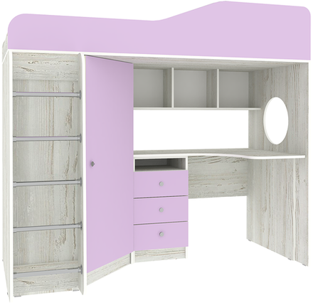 Кровать-чердак КарИВи Кадет 1 с металлической лестницей Винтерберг Ирис