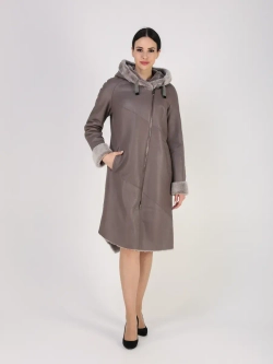 Дубленка зима натуральная удлиненная с капюшоном