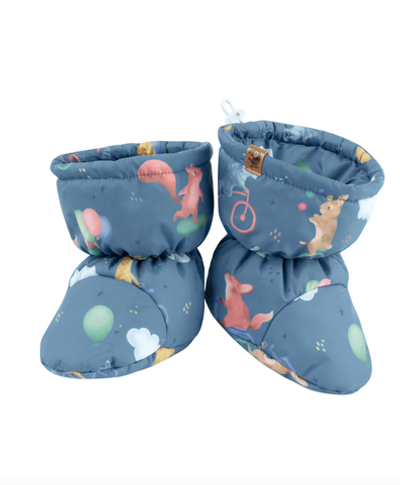 Демисезонные пинетки светло-синие "Лесные зверята"