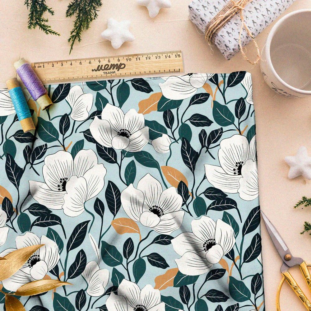 Ткань премиум шифон летний цветок