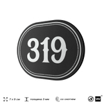 Номерок на дверь квартиры 319, для кабинета, офиса, шильдик 9 х 7 см, черный, Айдентика Технолоджи