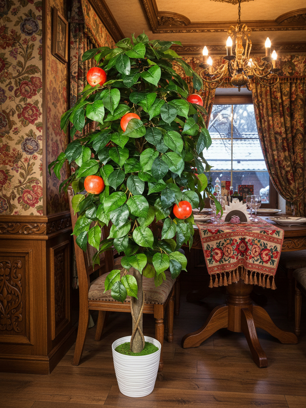 Яблоня с плодами 170см в кашпо