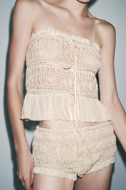 ZARA КОМБИНИРОВАННЫЙ ТОП, РОЗОВАТЫЙ