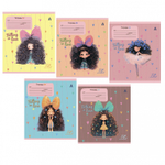 Тетрадь 12л., линия, Alingar, скрепка, блок офсет, 100% белизна, мелованный картон (стандарт), "Милые девочки"