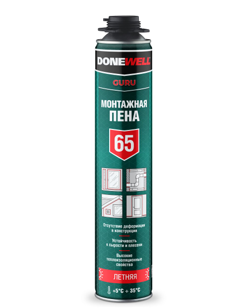 KUDO Пена полиуретановая монтажная профессиональная DONEWELL 65, летняя