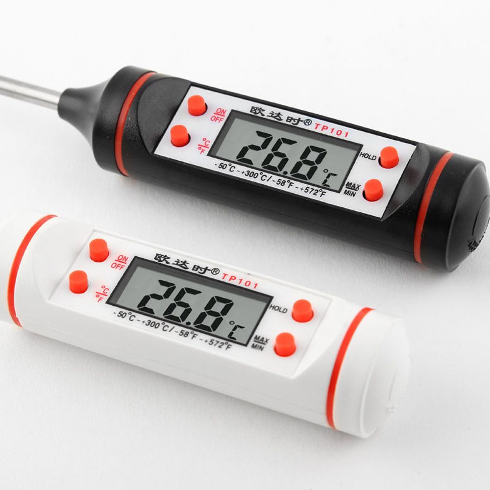 Термометр электронный ТР-101 PRO с металлическим щупом. Черный/белый