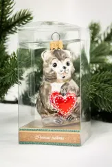 Елочное украшение Барсук с сердечком, стекло, 8,5 см., 1 шт., Витус (А222)