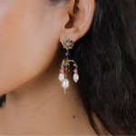 Серьги Franck Herval, Jeanne, с жемчугом, агатом, нефритом, гранатом и аметистом, FH26.1-12-70113 (ф