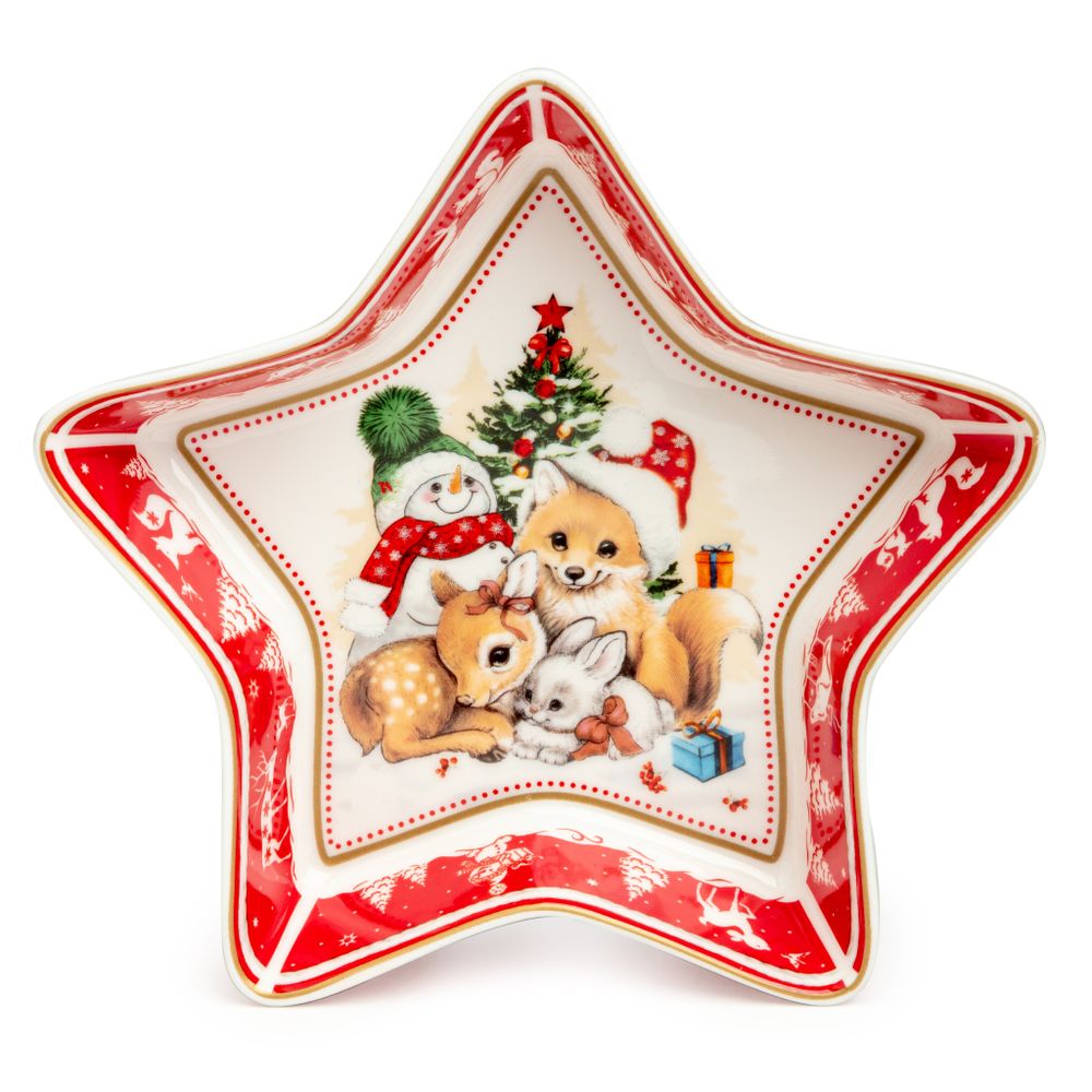 БЛЮДО LEFARD "С НОВЫМ ГОДОМ!" В ФОРМЕ ЗВЕЗДЫ 17,5*17,5*3,5 СМ КРАСНОЕ (КОР=36ШТ.)