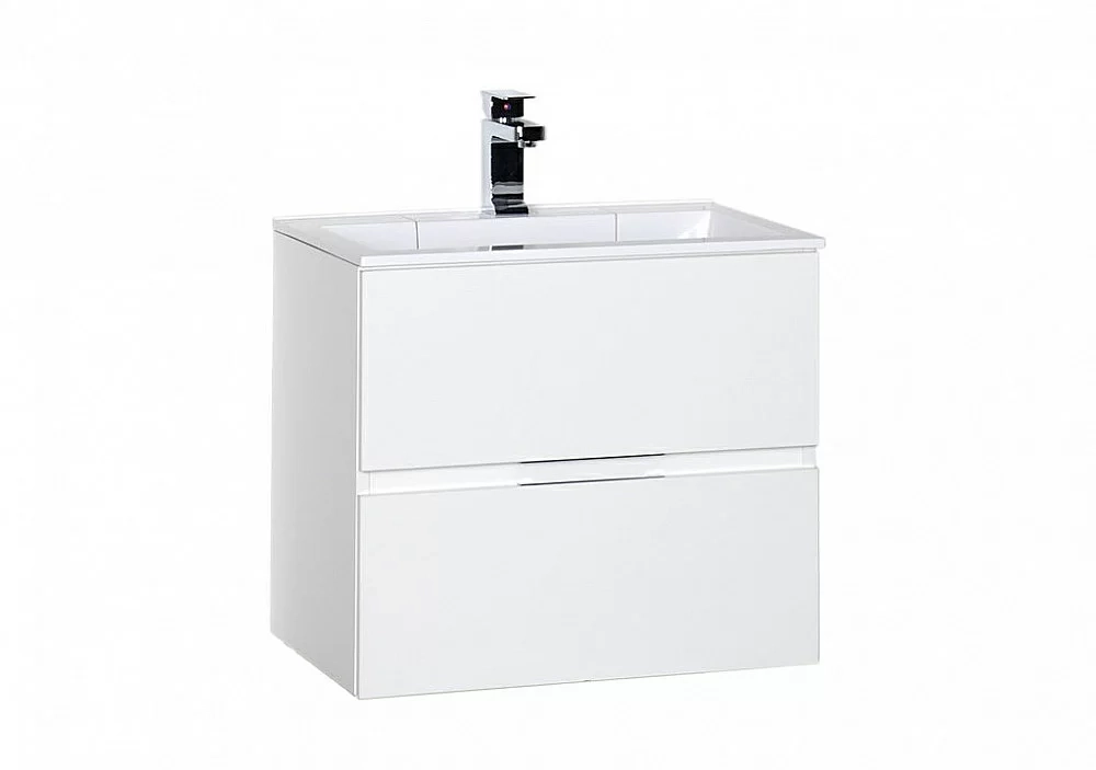 Тумба с раковиной Aquanet Алвита 60 белая глянцевая