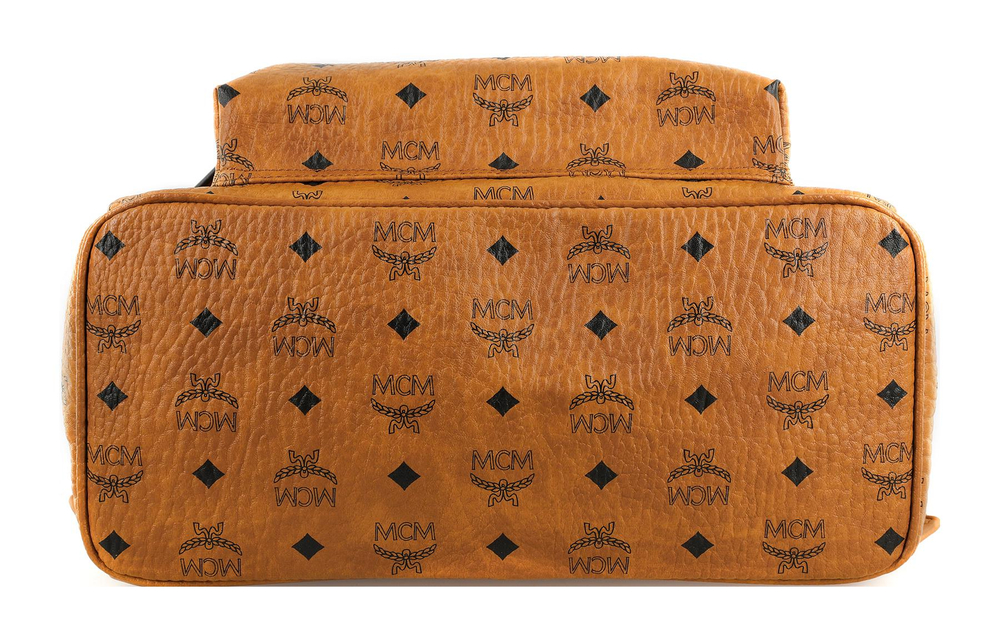 MCM Stark Backpack Visetos Side Studs Medium Cognac