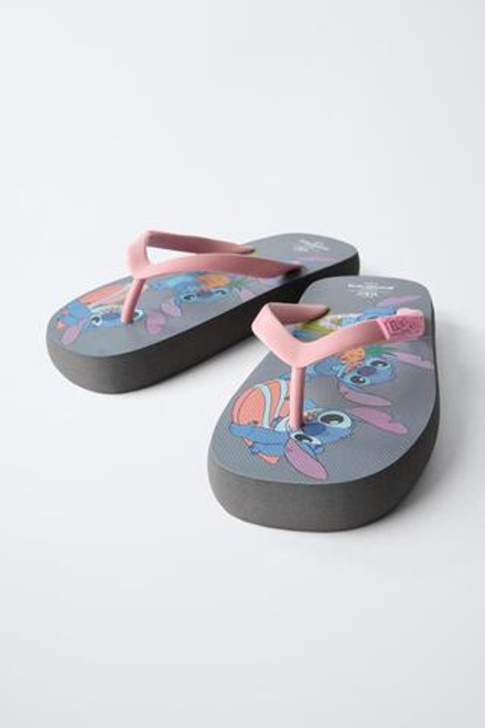ZARA ШЛЕПАНЦЫ С ПРИНТОМ LILO & STITCH © DISNEY, СЕРЫЙ