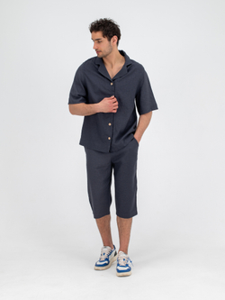 Костюм льняной с шортами. Графит