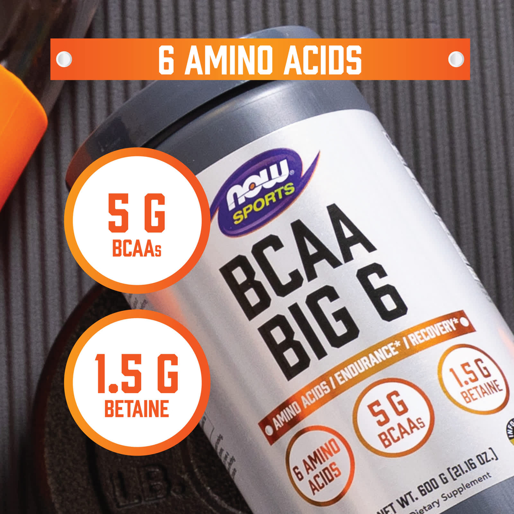 NOW Foods, Sports, BCAA Big 6, арбуз, 600 г (21,16 унции)