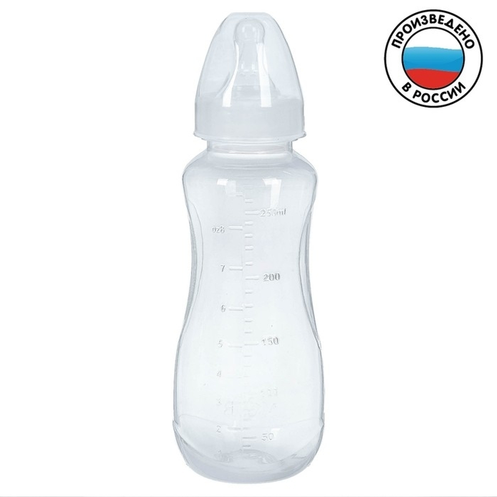 2969738 Бутылочка для кормления детская приталенная, 250 мл, от 0 мес., цвет белый