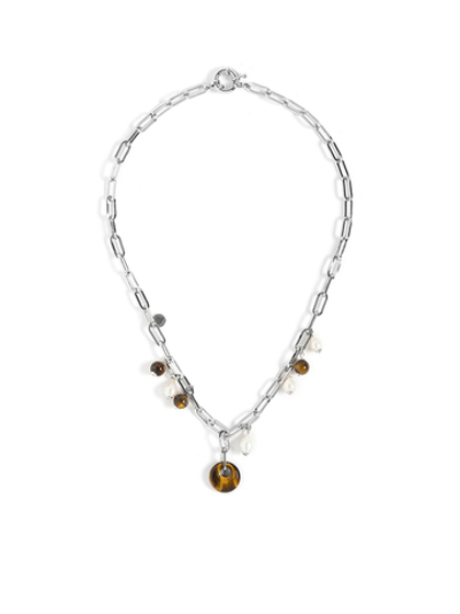 Колье "Tiger's eye pearl round"