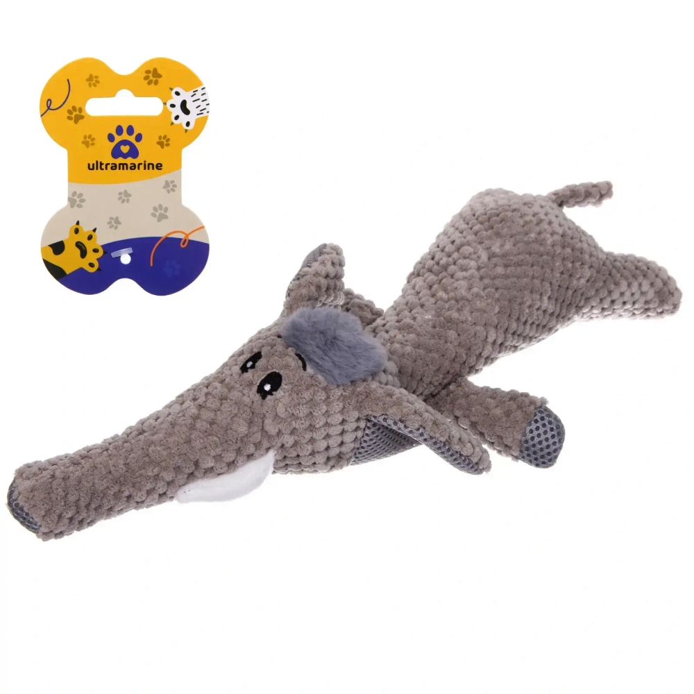 Игрушка для собак средних и крупных пород «ЗООГРАД», слон, с пищалкой и шуршалкой, 40*12см (лейбл)