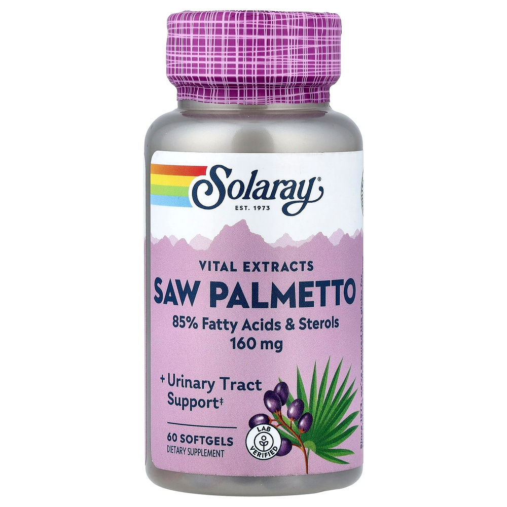 Solaray, Vital Extracts, сереноя, 160 мг, 60 капсул