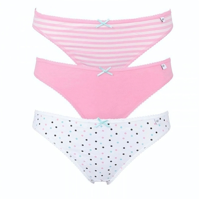 Набор из 3 бело-розовых трусиков-слип Alice (Размер: S) (Цвет: белый с розовым)