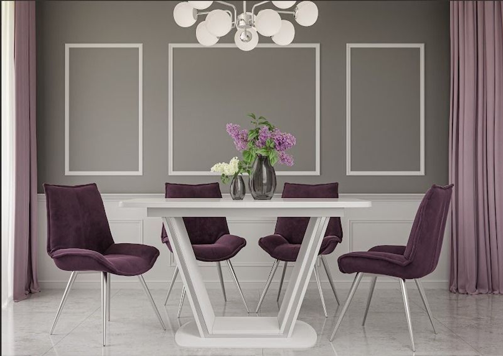 Стол кухонный обеденный раздвижной Белый Глянец/Стекло Белое, Портофино, 110х75х75 см