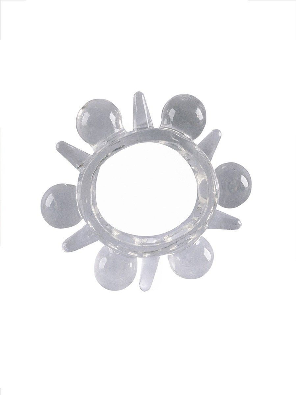 Прозрачное эрекционное кольцо с шариками и шипами (Цвет: прозрачный)